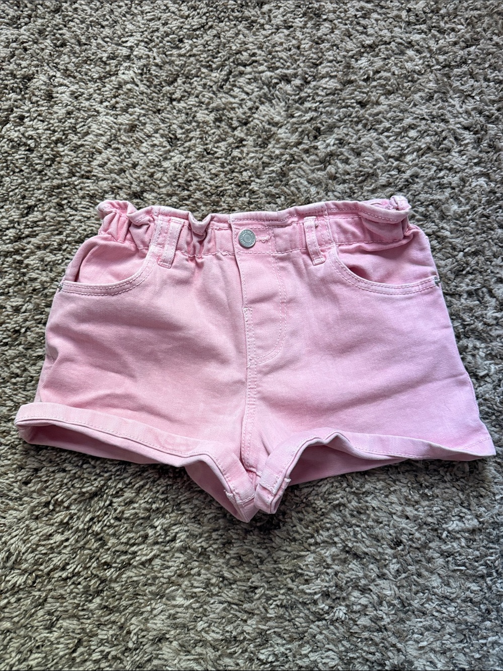 Zara Light Pink Paperbag Waist Girls' Shorts